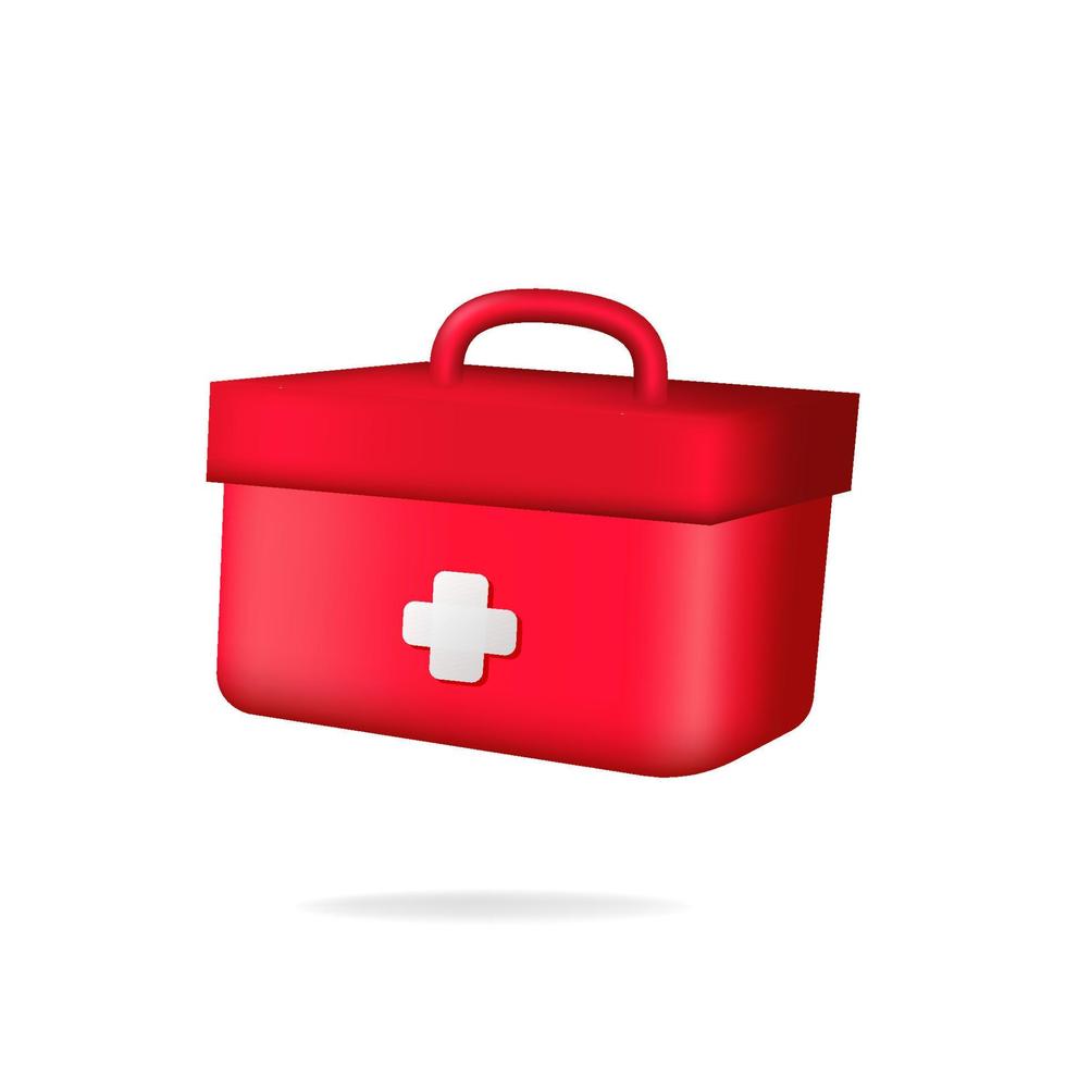 3d först hjälpa utrustning medicinsk låda medicin sjukvård för sjukhus eller klinik service vektor