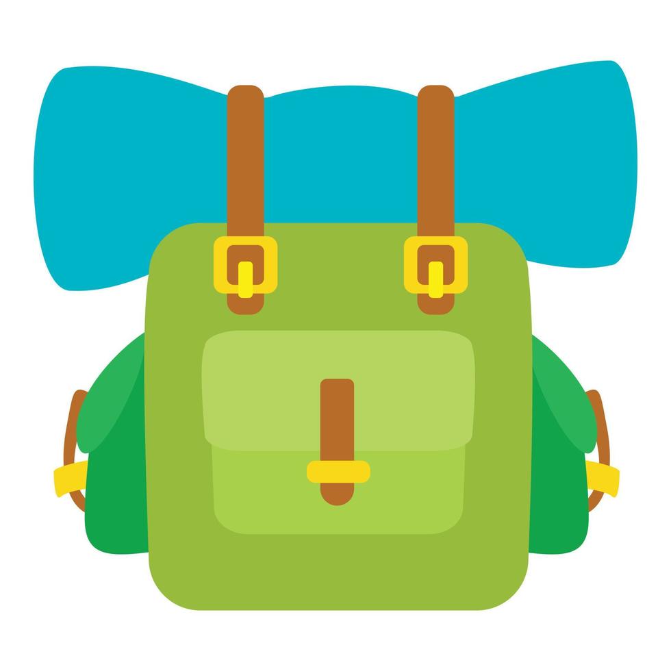 Grünes Rucksack-Symbol, Cartoon-Stil vektor