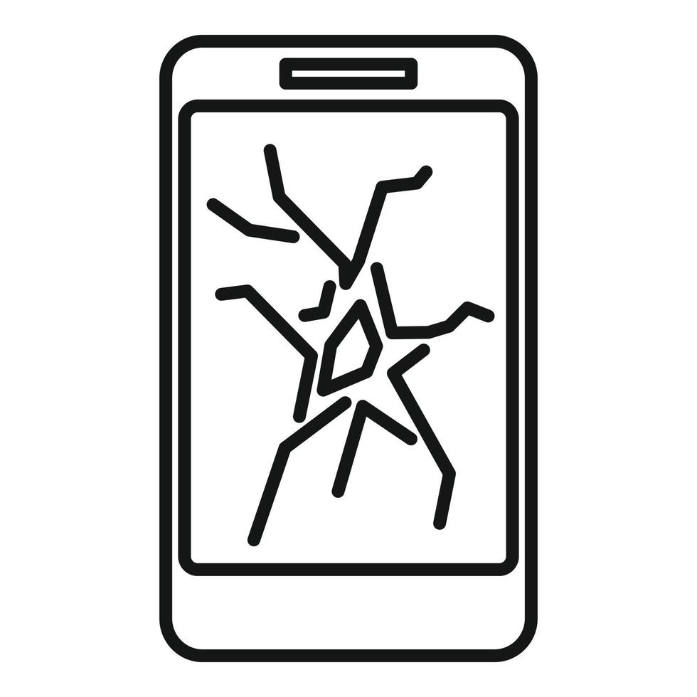 Gebrochenes Smartphone-Display-Symbol, Umrissstil vektor