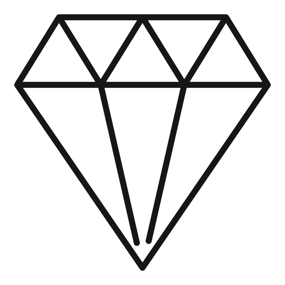skinande diamant ikon, översikt stil vektor