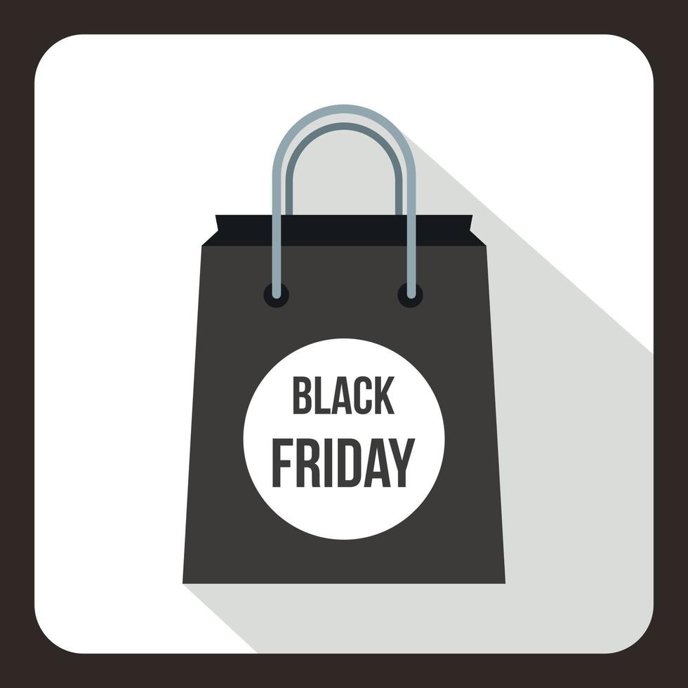 Schwarzes Freitag-Einkaufstasche-Symbol, flacher Stil vektor