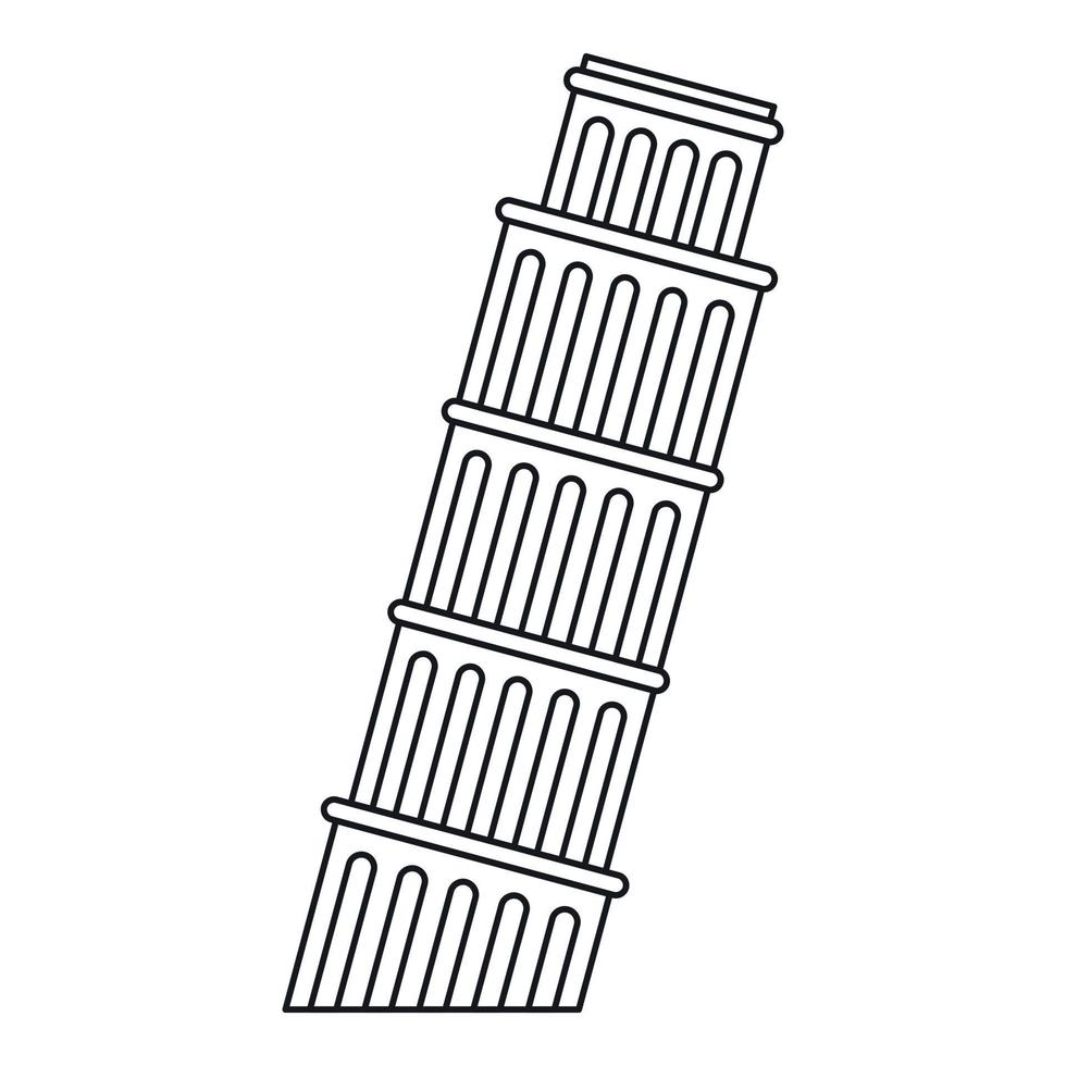 schiefer turm von pisa symbol, umrissstil vektor