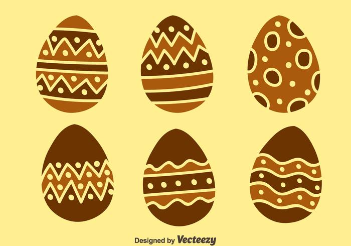 Nice Chocolate Easter Eggs Vector Set