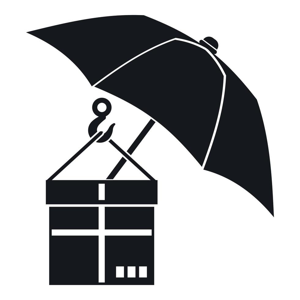 Regenschirm und ein Karton-Symbol, einfacher Stil vektor