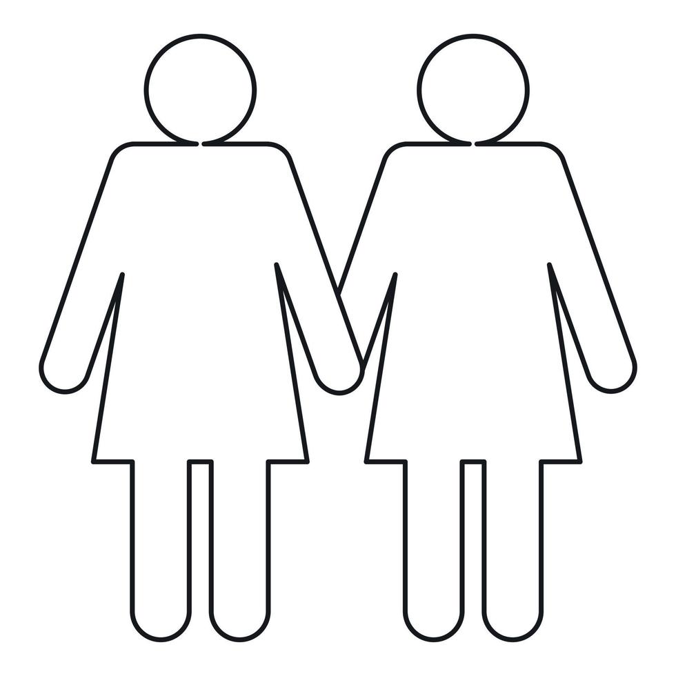 Zwei Mädchen-Lesben-Ikone, Umrissstil vektor