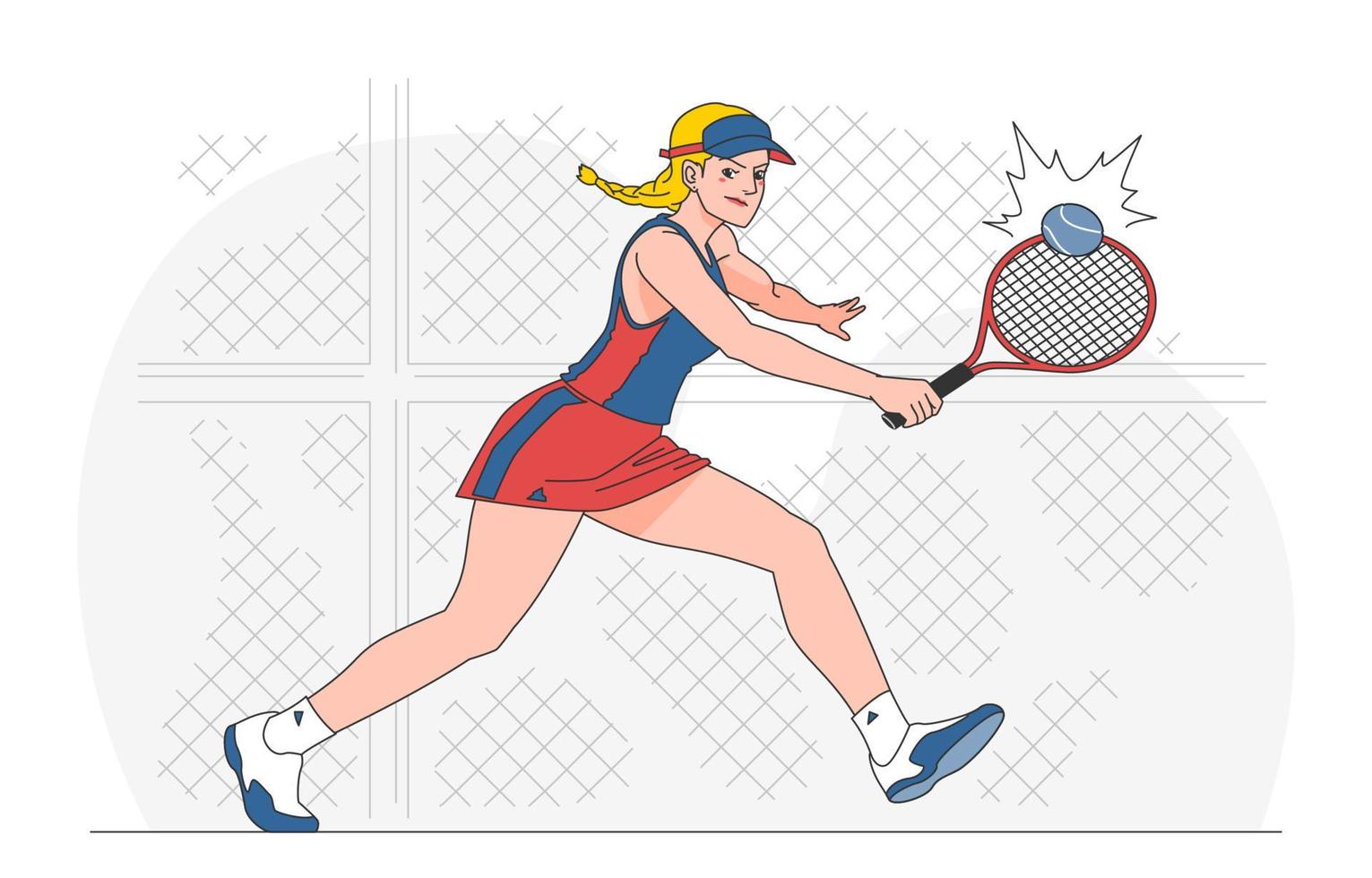 junge Frauen spielen Tennis wie ein Profi vektor