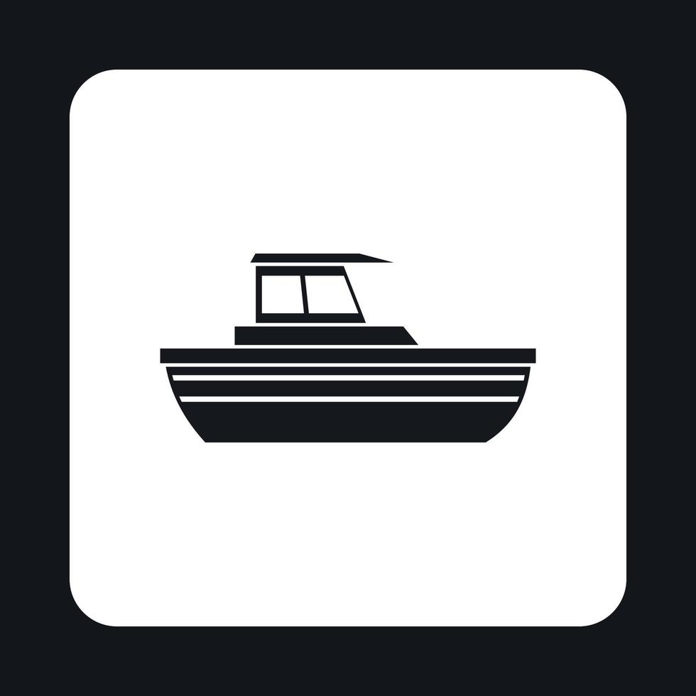 Motorboot mit Kabinensymbol, einfacher Stil vektor