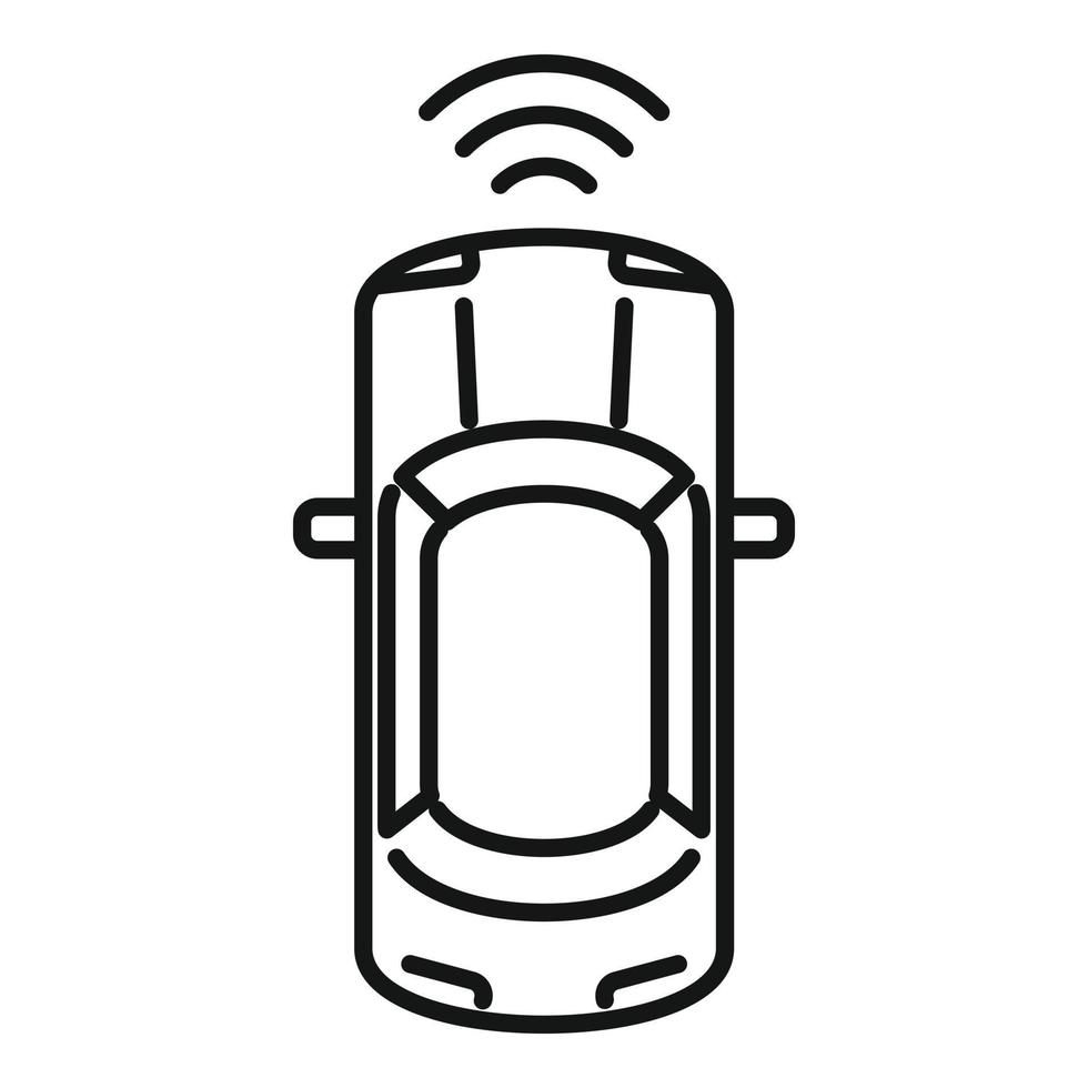 Draufsicht fahrerloses Auto-Symbol, Umrissstil vektor