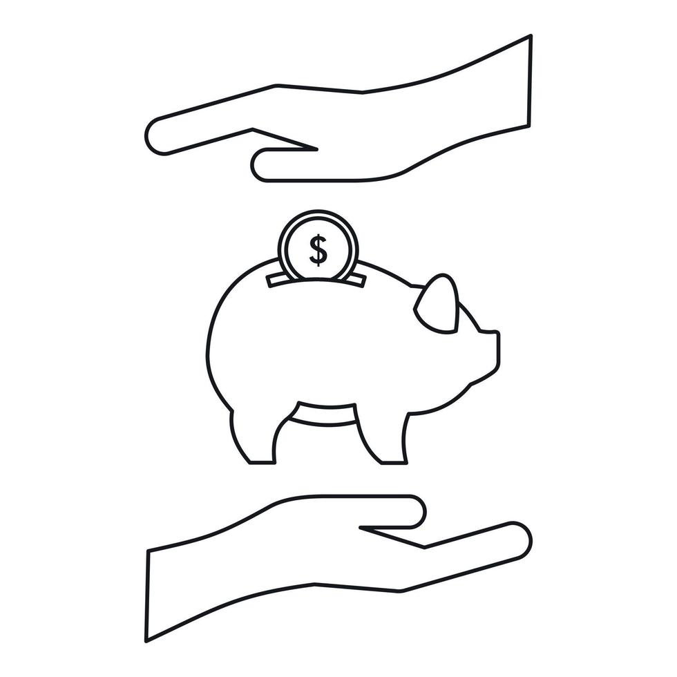 Symbol für Geld- oder Sparversicherung, Umrissstil vektor