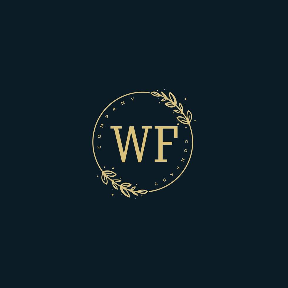 första wf skönhet monogram och elegant logotyp design, handstil logotyp av första signatur, bröllop, mode, blommig och botanisk med kreativ mall. vektor