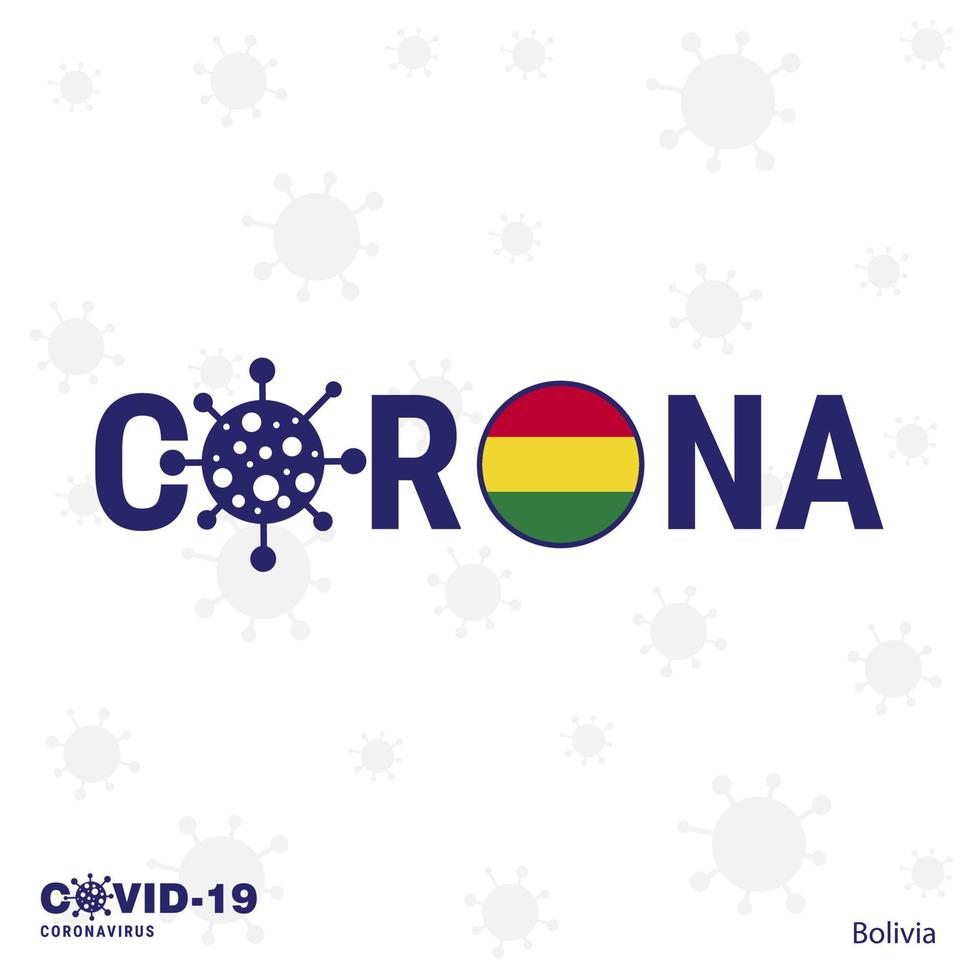 bolivien coronavirus typografie covid19 länderbanner bleib zu hause bleib gesund achte auf deine eigene gesundheit vektor