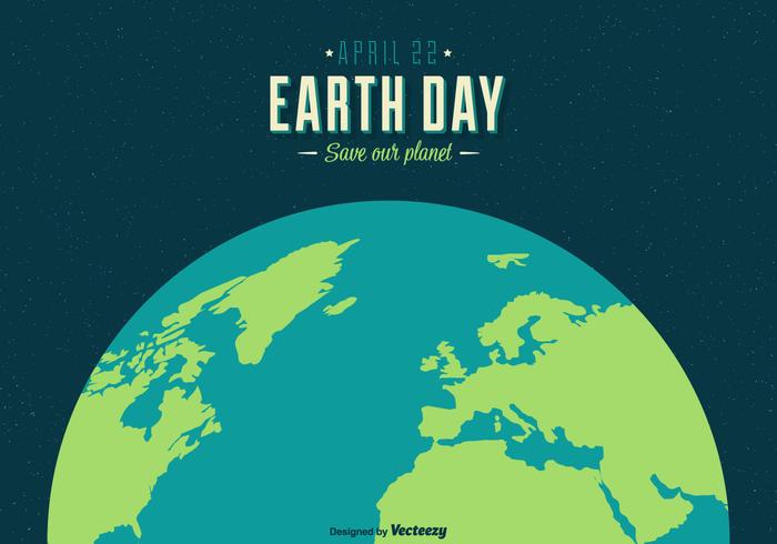 Earth Day Vector Retro Poster