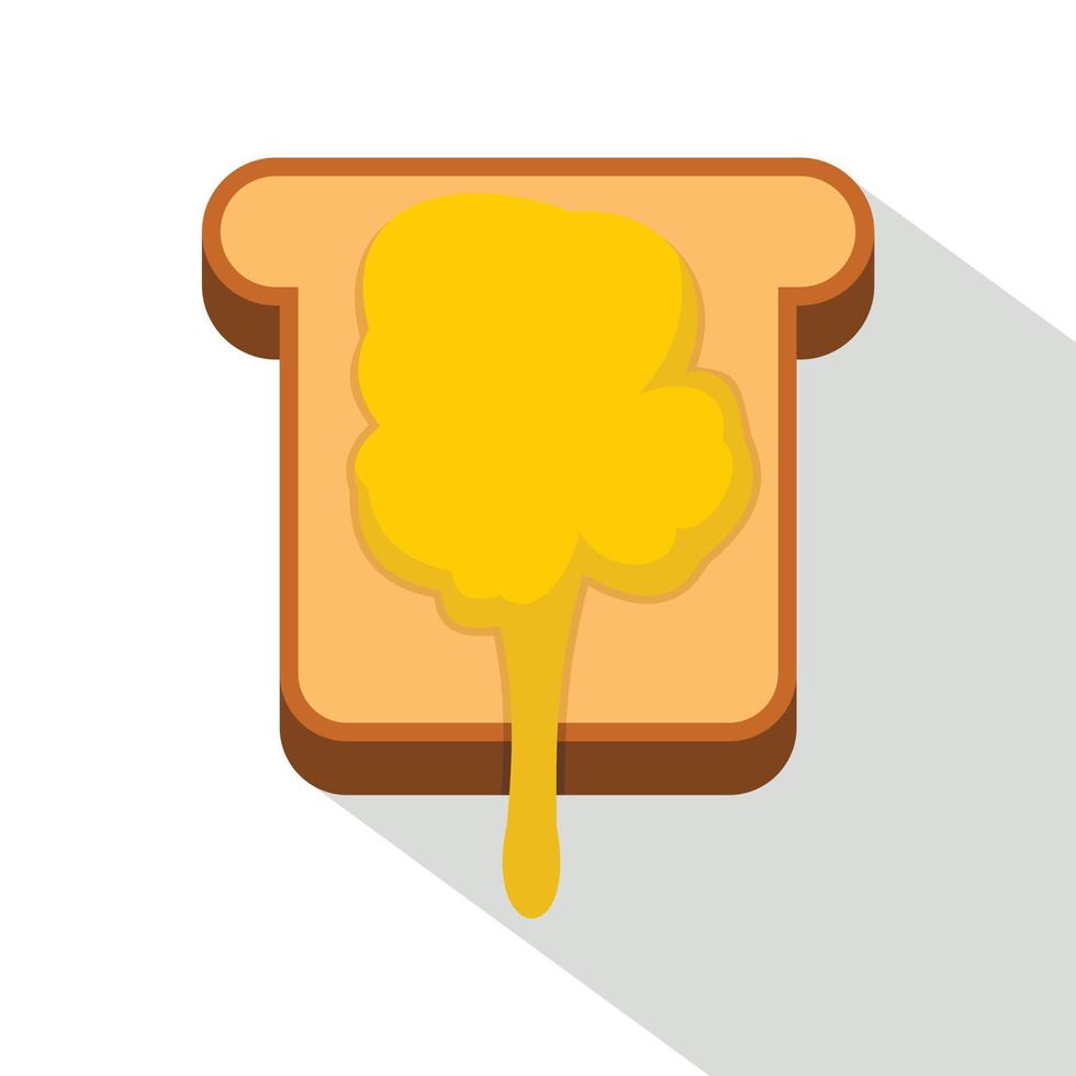Toast mit Honig-Symbol, flacher Stil vektor