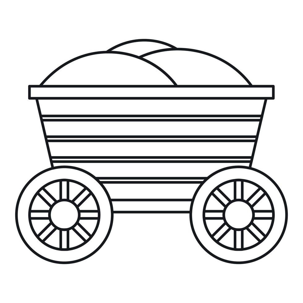 årgång trä- vagn ikon, översikt stil vektor