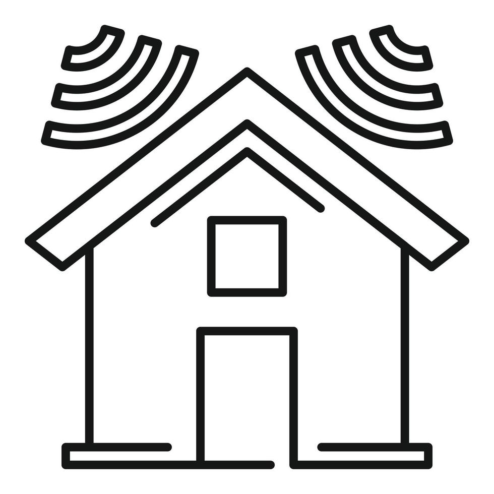 ljudisolering hus tak ikon, översikt stil vektor