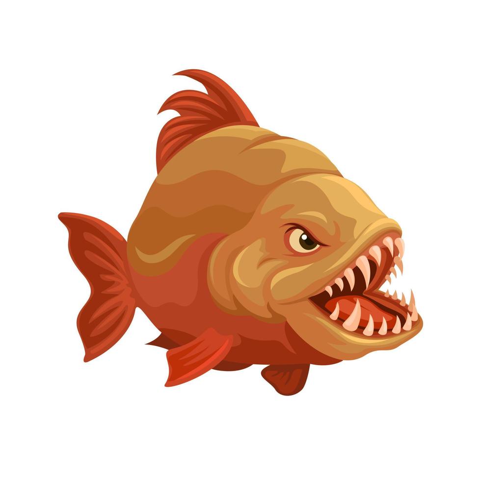 piranha fisk från söder amerikan floder. djur- arter karaktär maskot tecknad serie illustration vektor