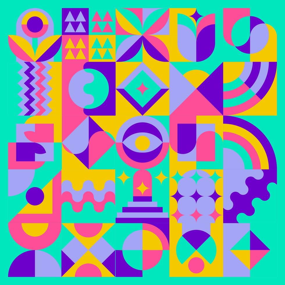 glückliche Hormone abstraktes geometrisches Hintergrunddesign mit Neon-Tosca-Farbthema machen. geeignet für Hintergrund, Tapete, Wanddekoration, Hintergrund, Ornament, Cover, Webdesign, Vorlage, Buchcover vektor