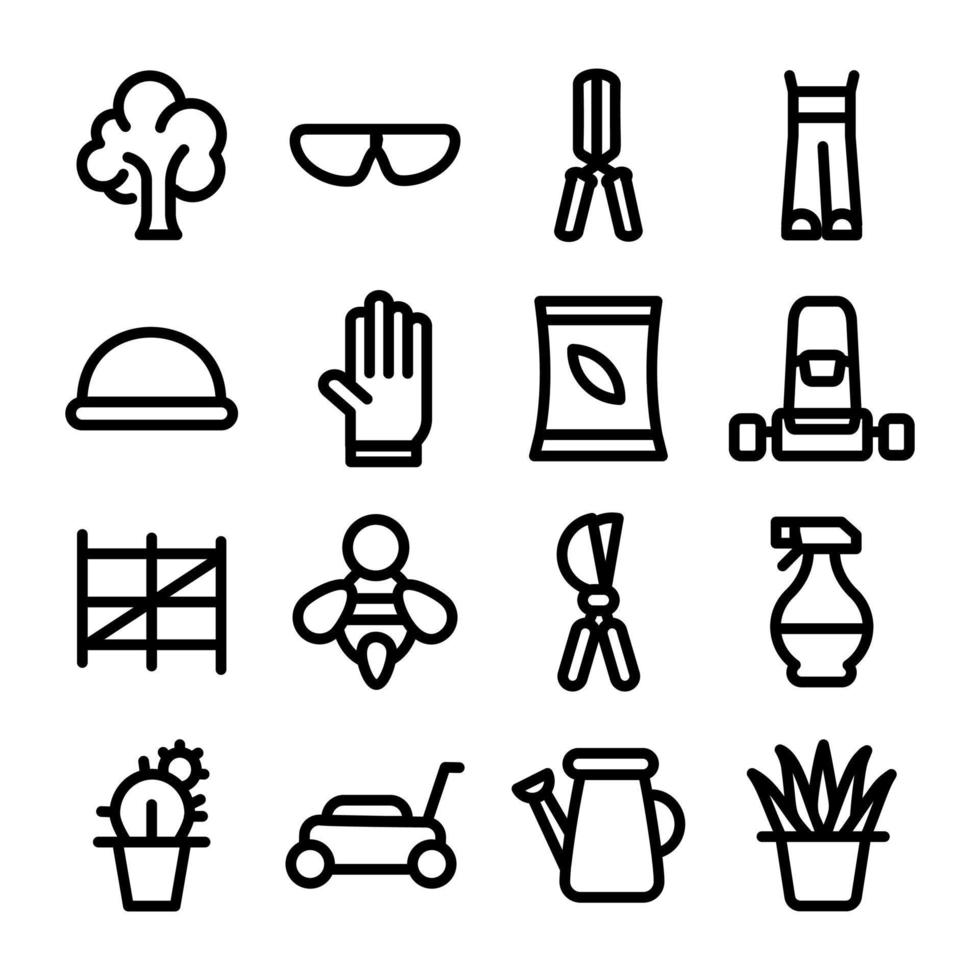 Sammlung von Symbolen für die Gartenarbeit vektor