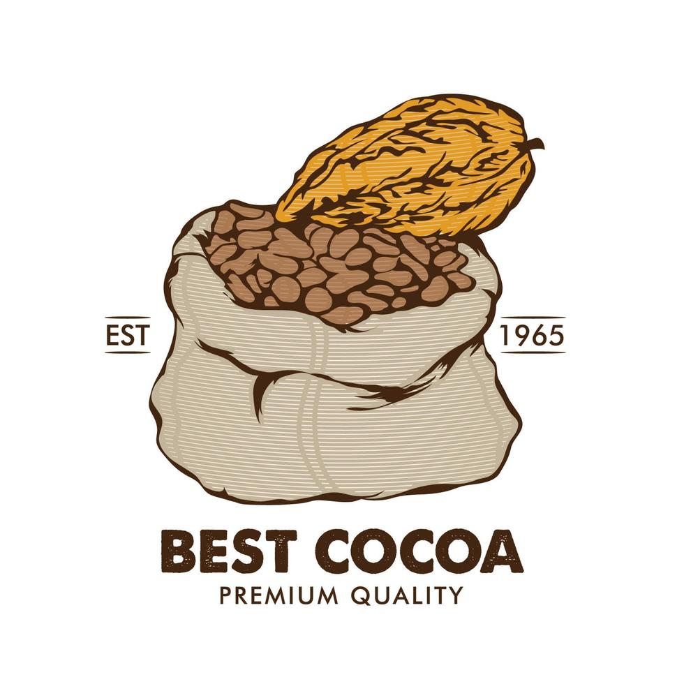 Kakaobohne-Vektor-Illustrationsdesign, perfekt für das Logo der Lebensmittelmarke und das Logo des Coco-Shop-Cafés vektor