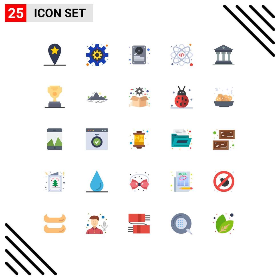25 kreative Symbole moderne Zeichen und Symbole der Hardware-Institution für Arbeitsgeld, die editierbare Vektordesign-Elemente codieren vektor