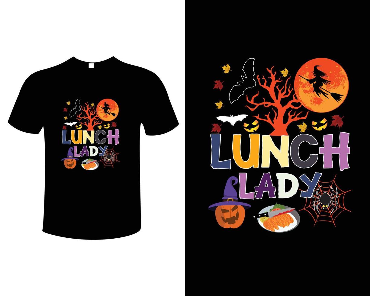 Halloween, das T-Shirt Design-Vektorillustrationsschablone mit Kürbishexen-Boo und Mondthema kocht vektor