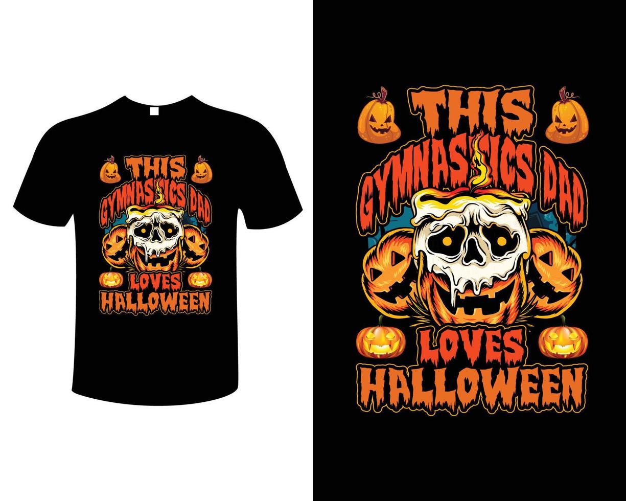 halloween typografie gymnastik vintage t-shirt design vektor illustration vorlage