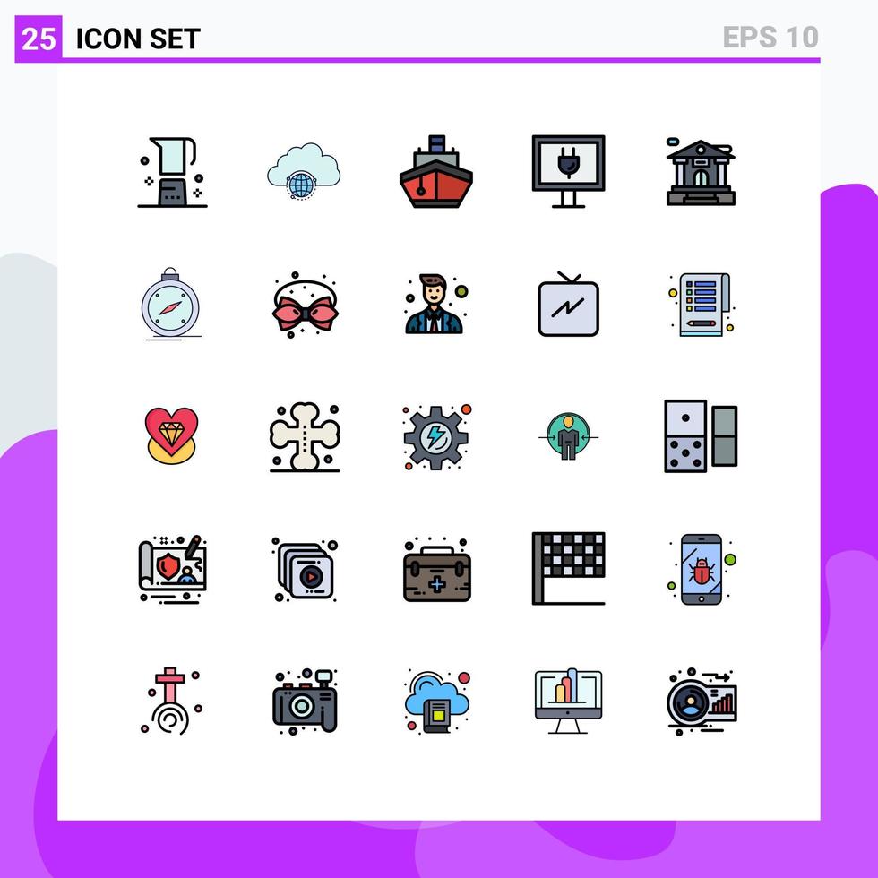 uppsättning av 25 modern ui ikoner symboler tecken för TV underhållning nav fordon transport redigerbar vektor design element