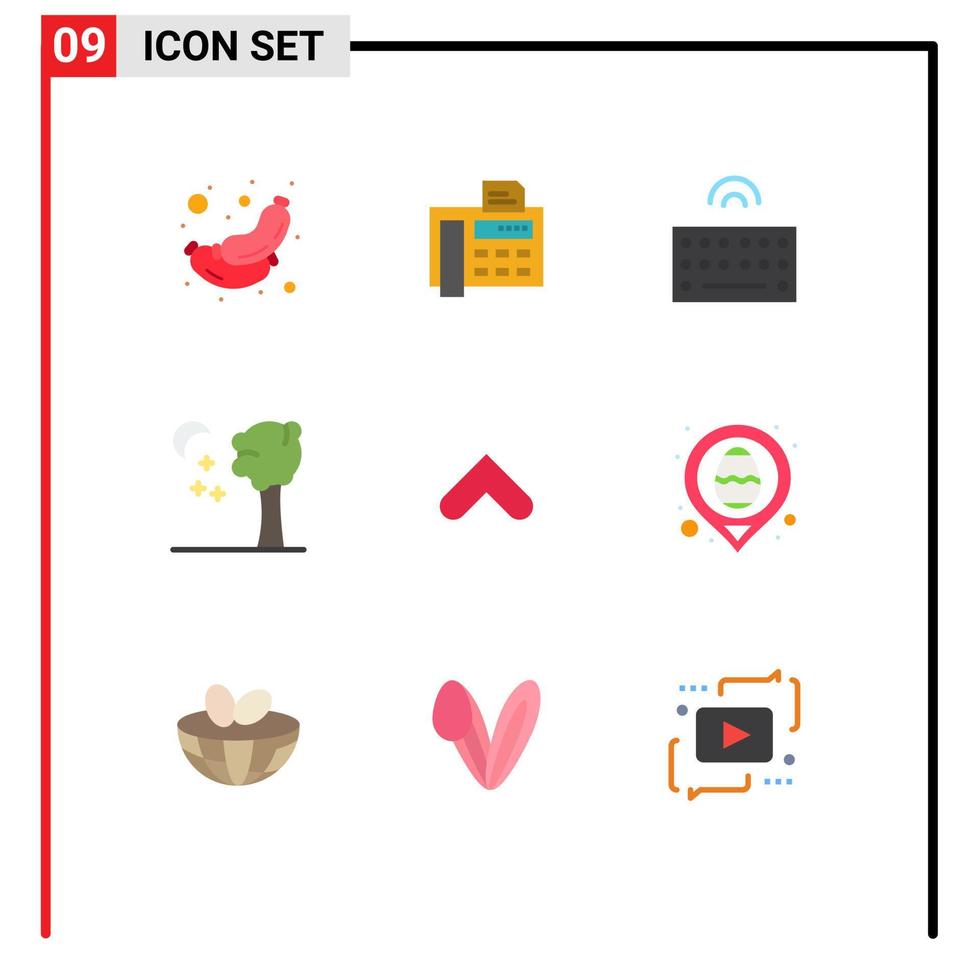 modern uppsättning av 9 platt färger och symboler sådan som upp pil hårdvara natt berså redigerbar vektor design element