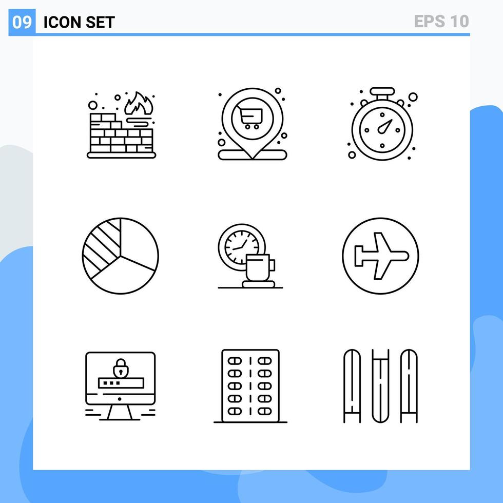 modern 9 linje stil ikoner översikt symboler för allmän använda sig av kreativ linje ikon tecken isolerat på vit bakgrund 9 ikoner packa vektor