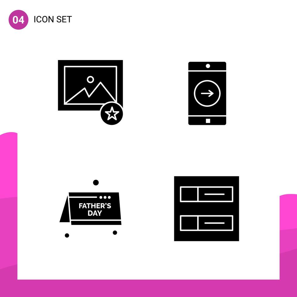 Glyphen-Icon-Set-Paket mit 4 soliden Icons isoliert auf weißem Hintergrund für reaktionsfähige Website-Design-Druck- und mobile Anwendungen vektor