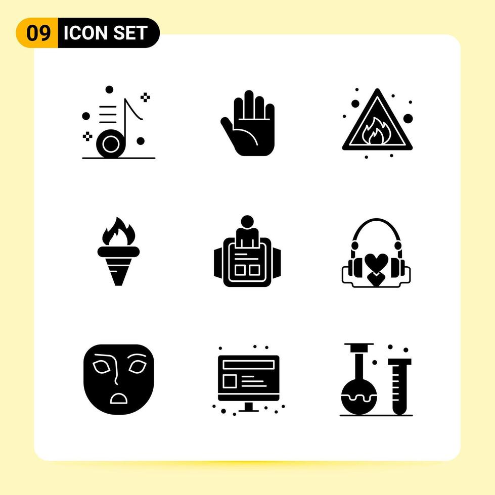 9 kreative Symbole für modernes Website-Design und ansprechende mobile Apps 9 Glyphensymbole Zeichen auf weißem Hintergrund 9 Symbolpaket vektor