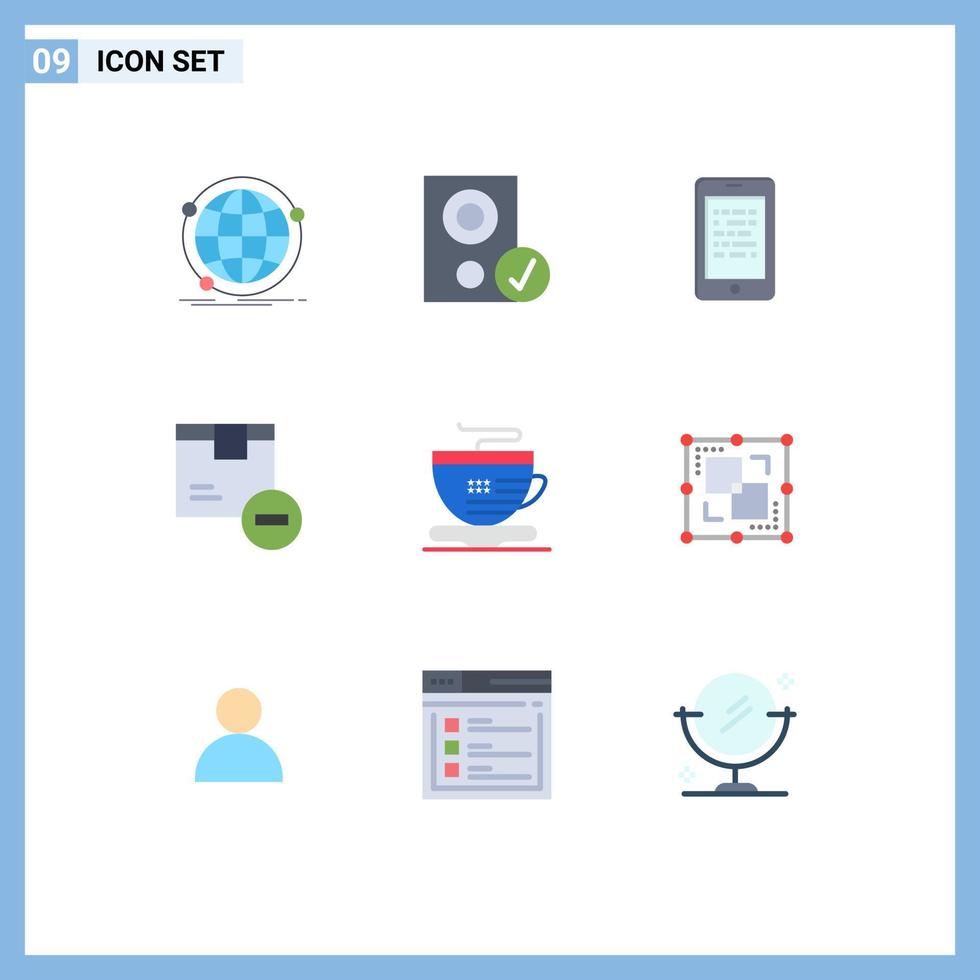 moderner Satz von 9 flachen Farbpiktogrammen der Lieferbox Hardware E-Learning-Daten editierbare Vektordesign-Elemente vektor