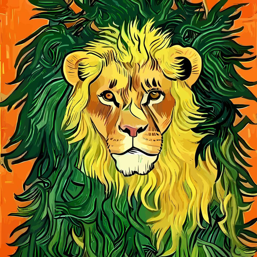 porträtt av en lejon av de djungel vektor
