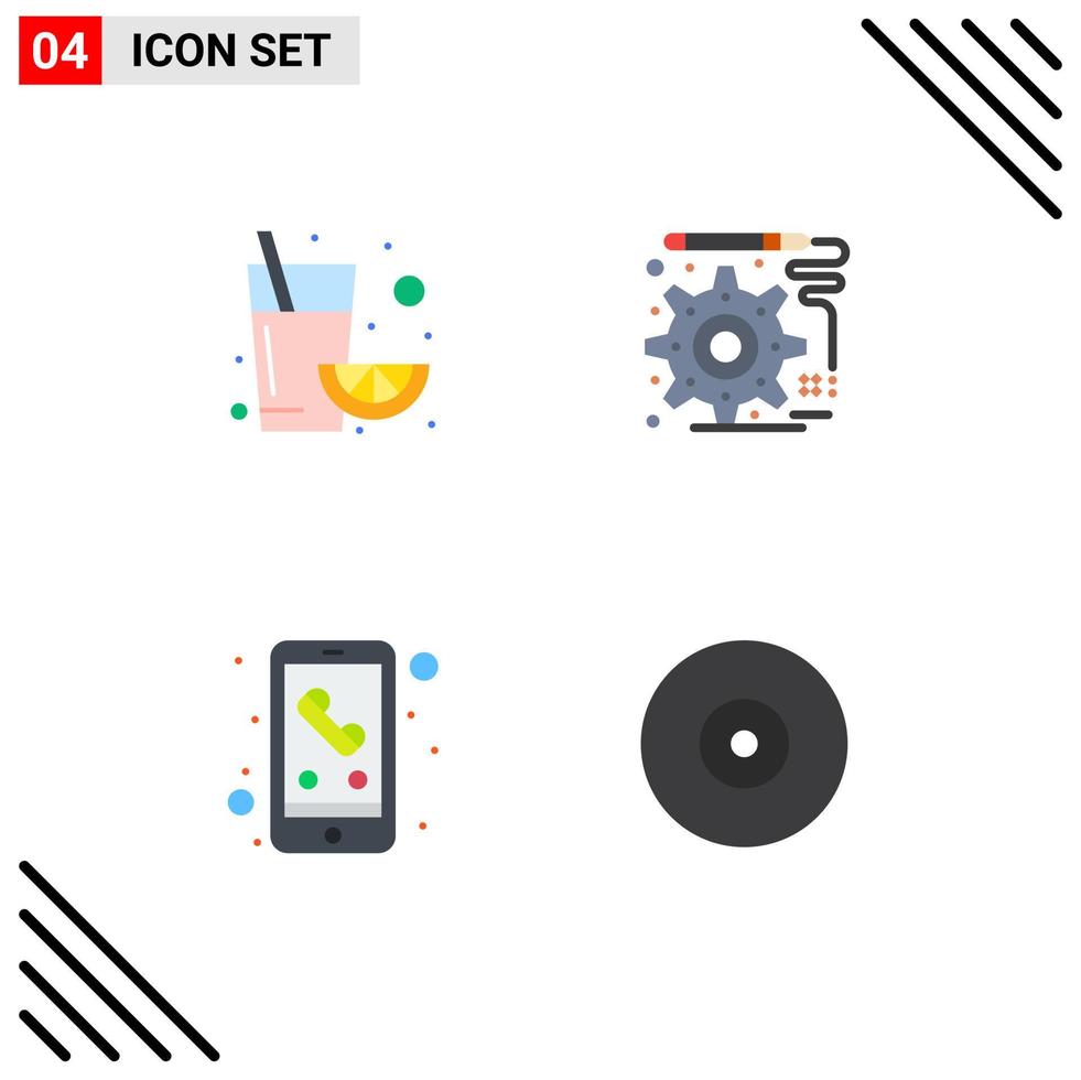 4 användare gränssnitt platt ikon packa av modern tecken och symboler av frukt smart telefon design ring upp stråle redigerbar vektor design element
