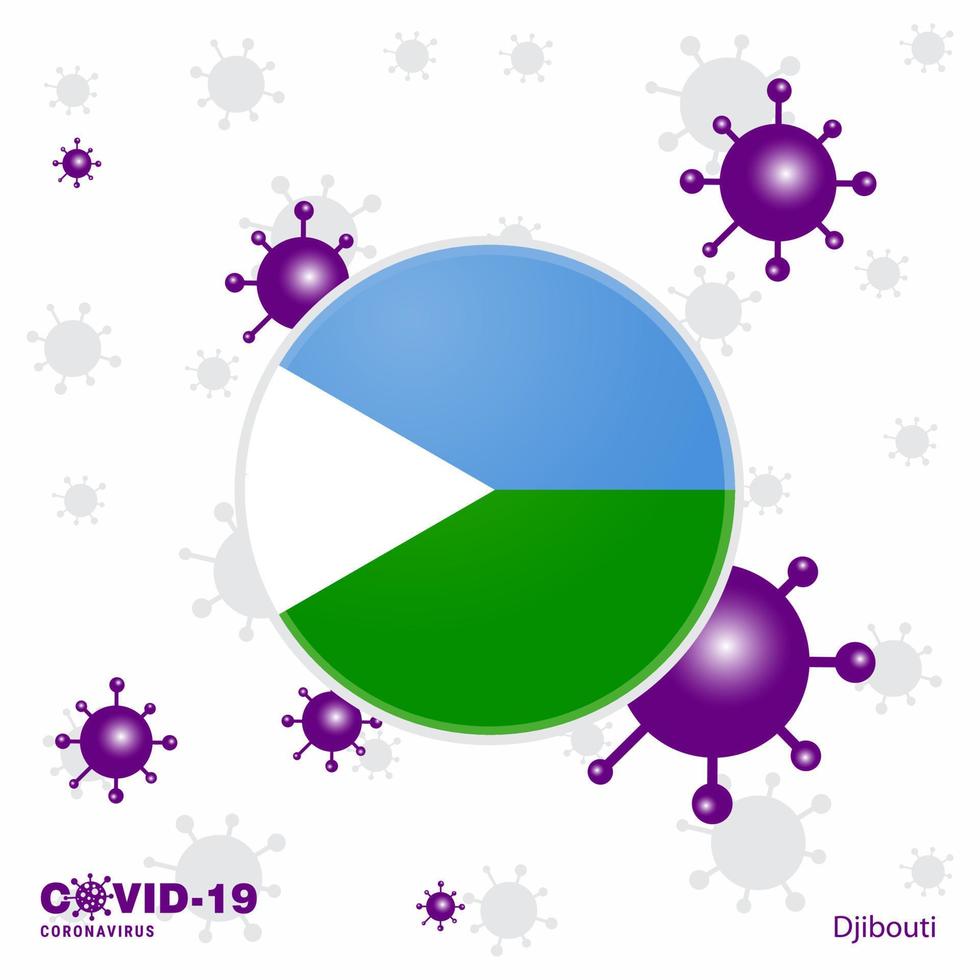 be för djibouti covid19 coronavirus typografi flagga stanna kvar Hem stanna kvar friska ta vård av din egen hälsa vektor