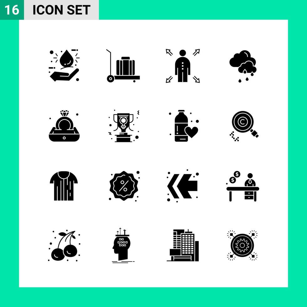 packa av 16 fast stil ikon uppsättning glyf symboler för skriva ut kreativ tecken isolerat på vit bakgrund 16 ikon uppsättning vektor