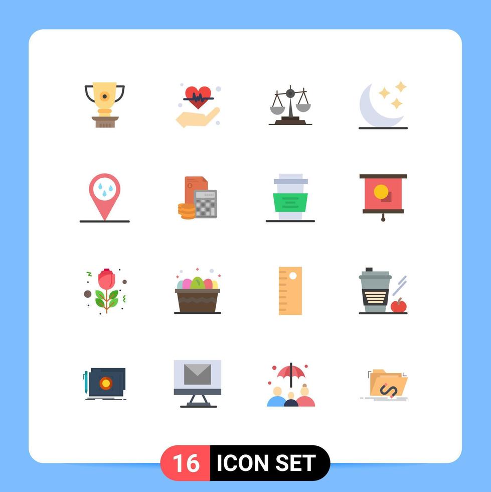 16 universell platt färger uppsättning för webb och mobil tillämpningar måne skala hjärta Rättslig rättvisa redigerbar packa av kreativ vektor design element