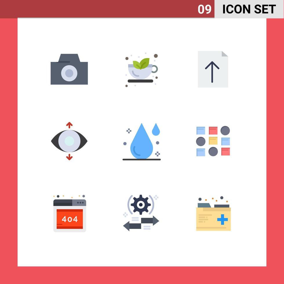 modern uppsättning av 9 platt färger och symboler sådan som systemet vatten ladda upp släppa blod redigerbar vektor design element