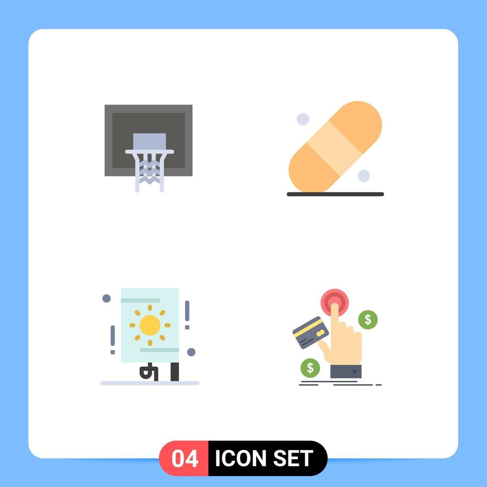 Lager Vektor Icon Pack mit 4 Zeilenzeichen und Symbolen für Korbfestival Pole Patch Party editierbare Vektordesign-Elemente