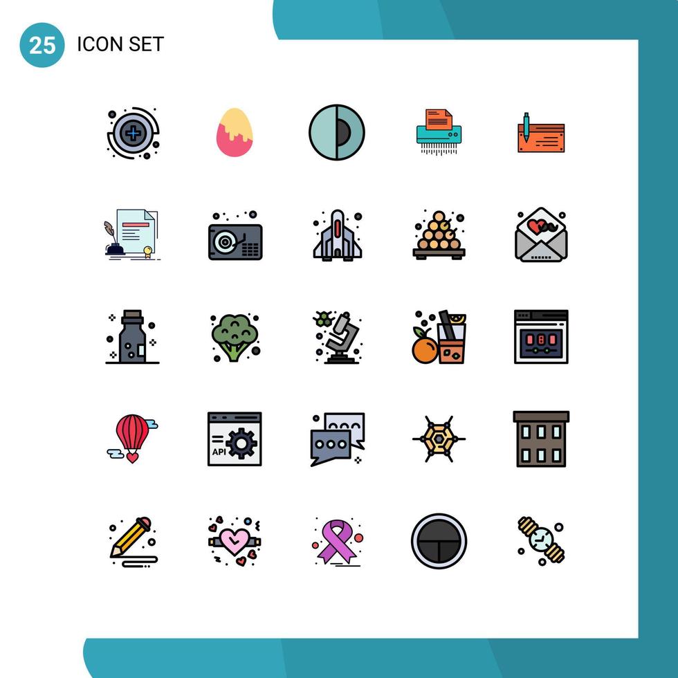25 fylld linje platt Färg begrepp för webbplatser mobil och appar papper information geologi fil konfidentiell redigerbar vektor design element