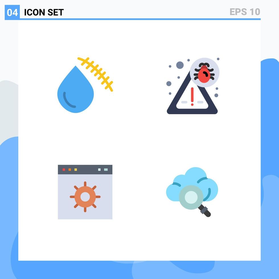 satz von 4 modernen ui-symbolen symbole zeichen für blutende internetverletzungen sicherheitswebsite editierbare vektordesignelemente vektor