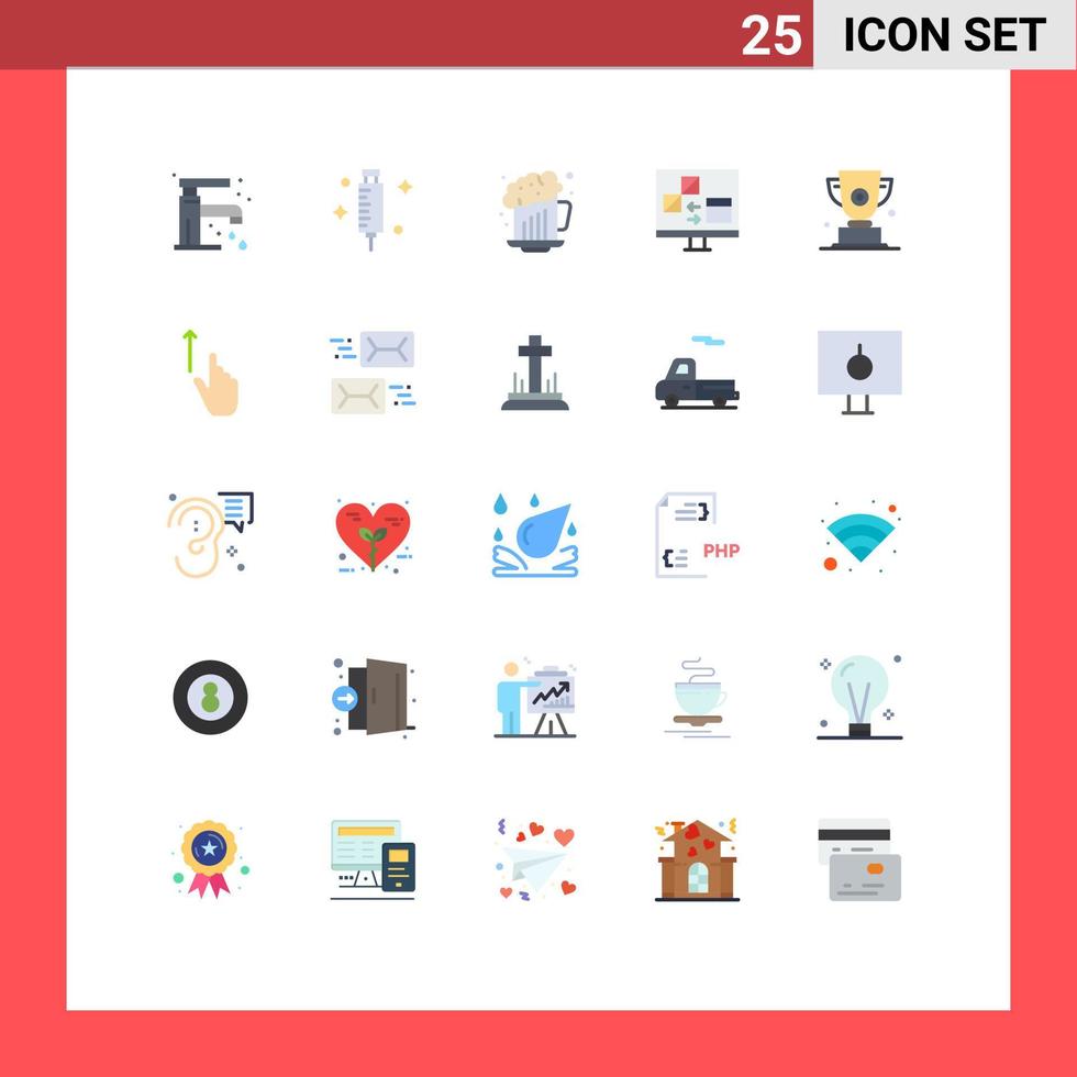 uppsättning av 25 kommersiell platt färger packa för trofén utveckla alkohol dator app redigerbar vektor design element