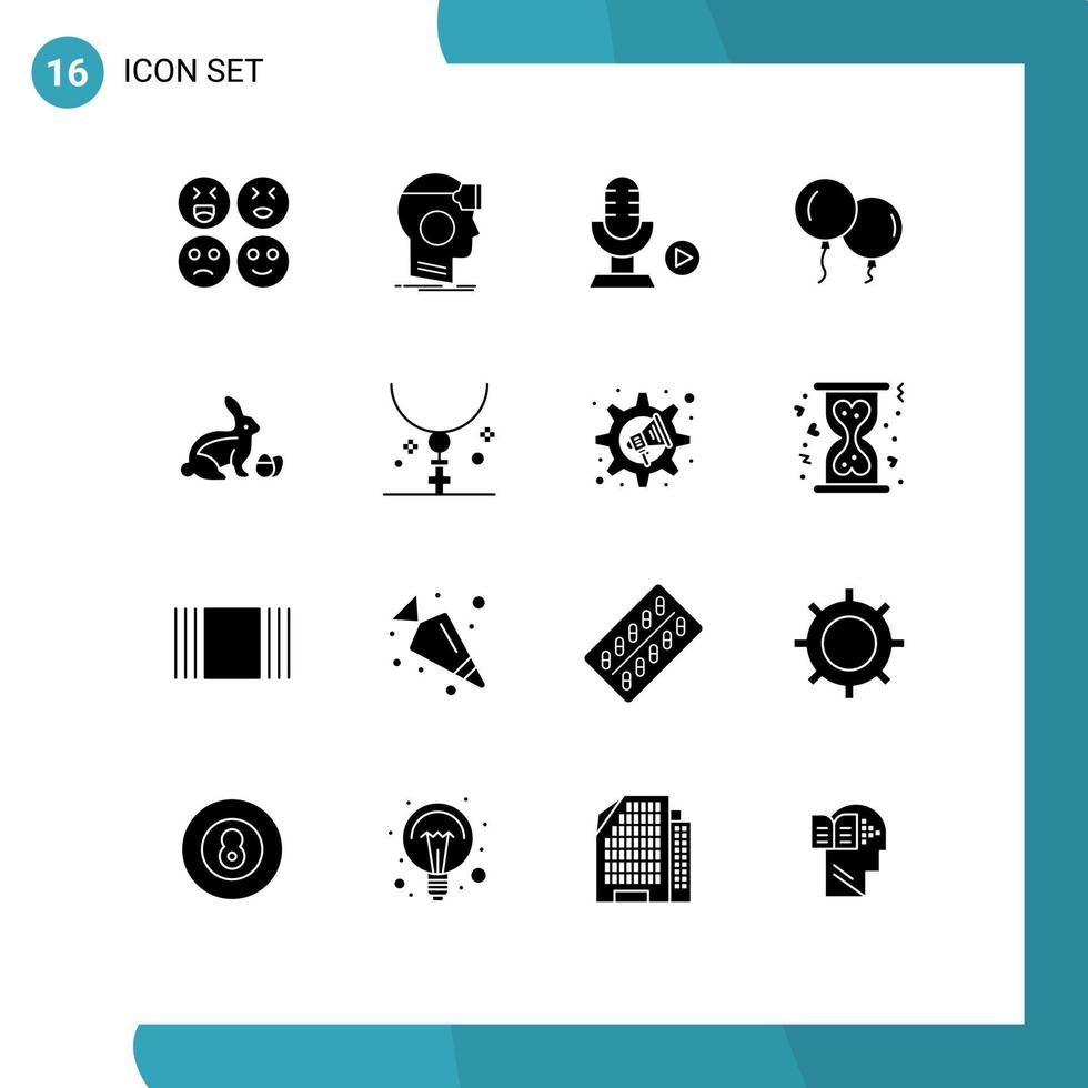 16 kreative Symbole moderne Zeichen und Symbole von Baby-Robbit-Mikrofon-Federbaloons editierbare Vektordesign-Elemente vektor
