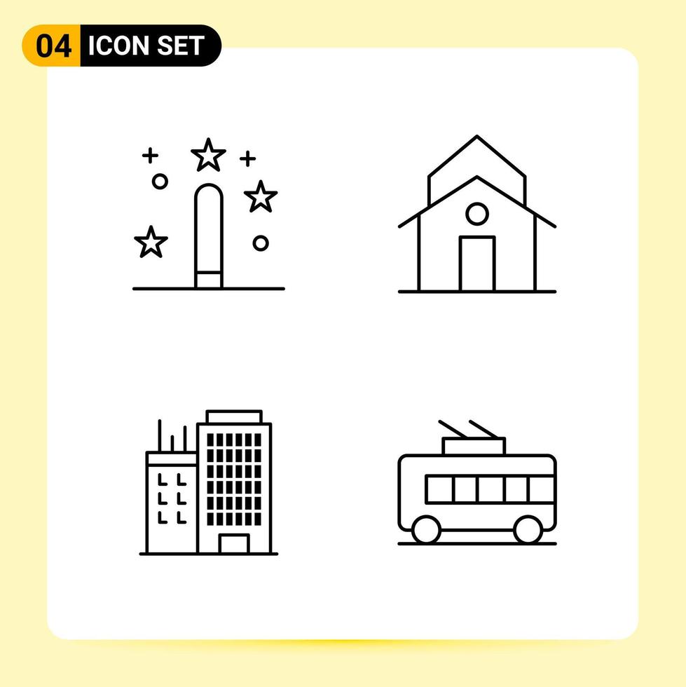 4 kreative Symbole für modernes Website-Design und ansprechende mobile Apps 4 Umrisssymbole Zeichen auf weißem Hintergrund 4 Icon Pack vektor