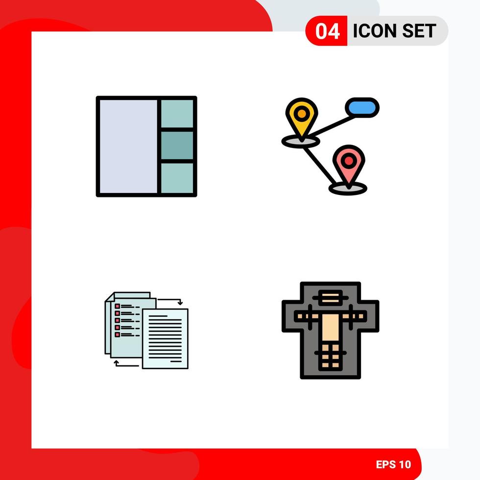 satz von 4 modernen ui-symbolen symbole zeichen für raster shareit standort teilen tod editierbare vektordesignelemente vektor