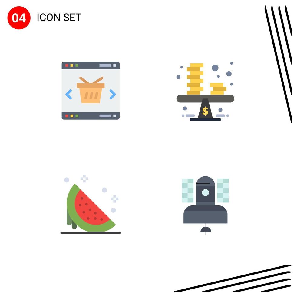 4 tematiska vektor platt ikoner och redigerbar symboler av app mynt handla företag frukt redigerbar vektor design element