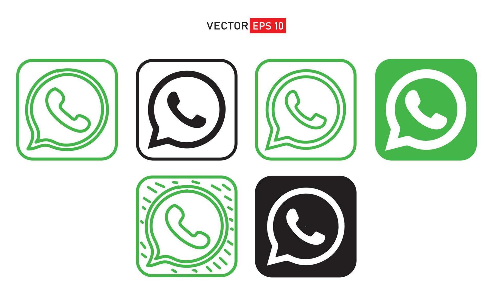 whats app oder whatsapp icon set, handzeichnungssymbol isoliert auf weißem hintergrund vektor