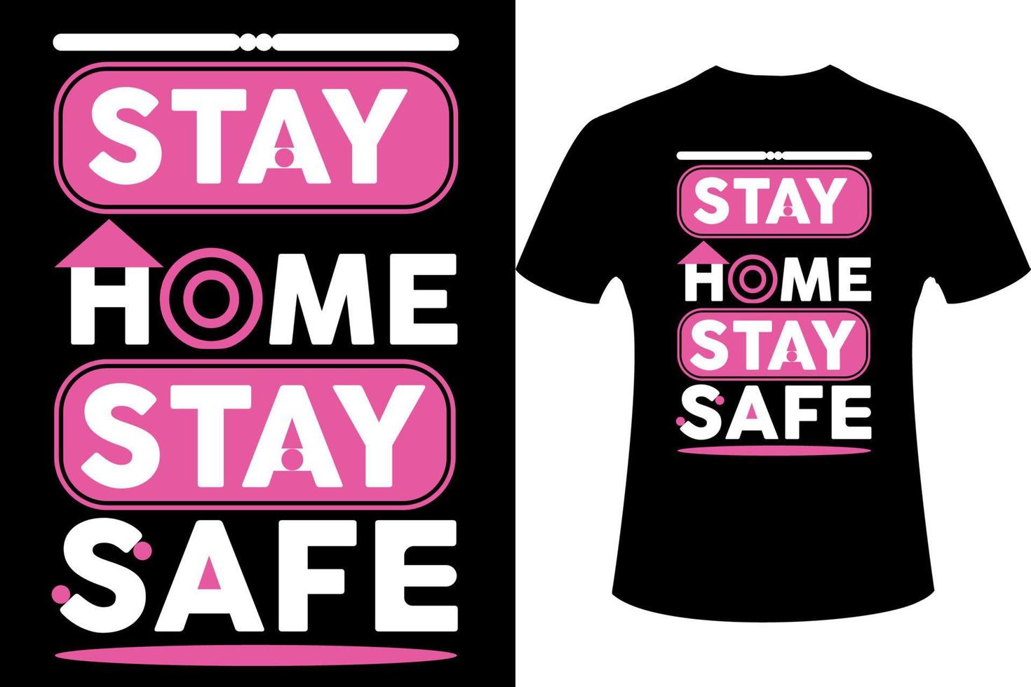 Bleib zu Hause, bleib sicher, Corona-Slogan, Typografie-T-Shirt-Design. vektor
