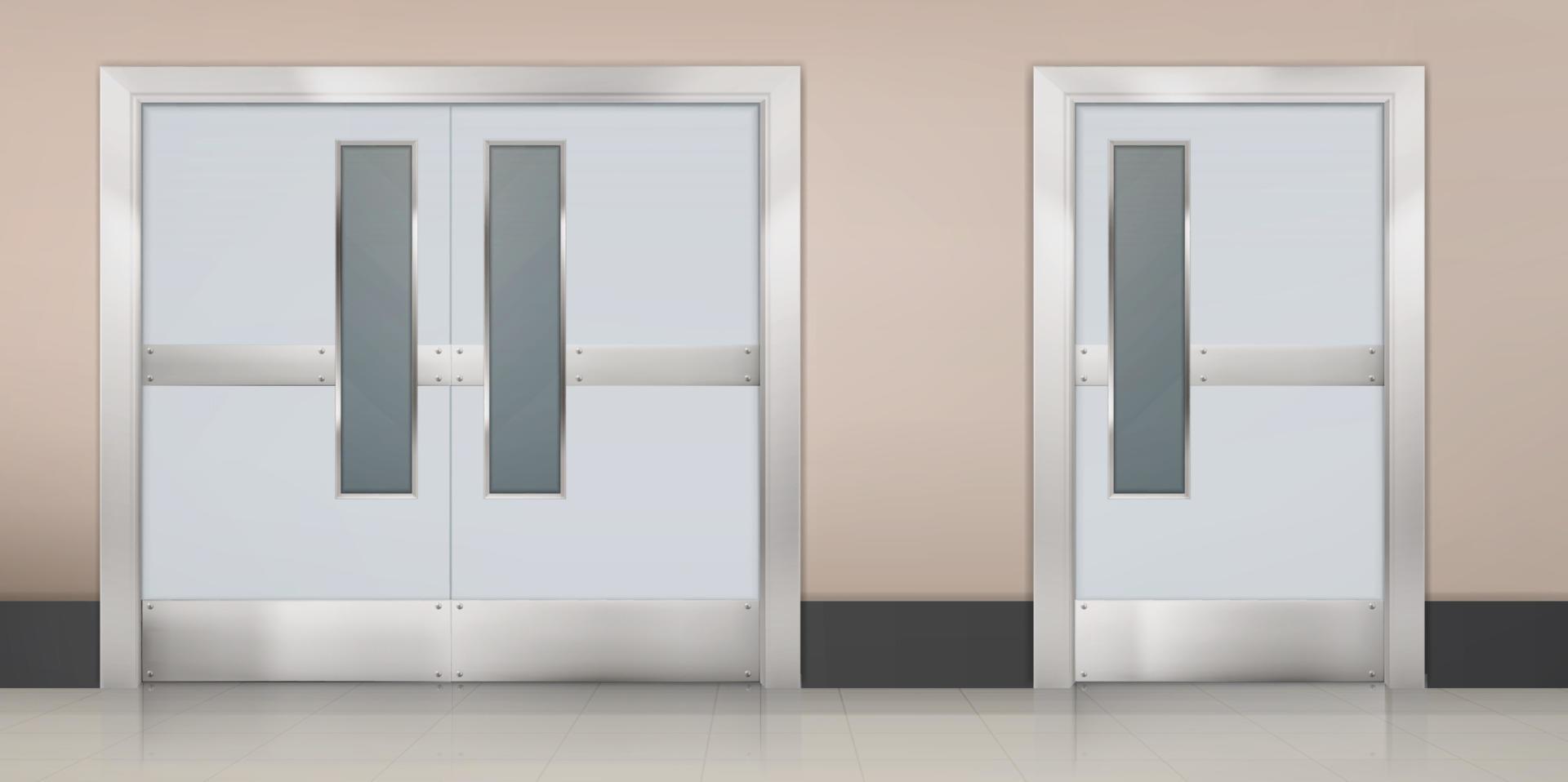 dubbel- dörrar till sjukhus rum, labb eller kök vektor