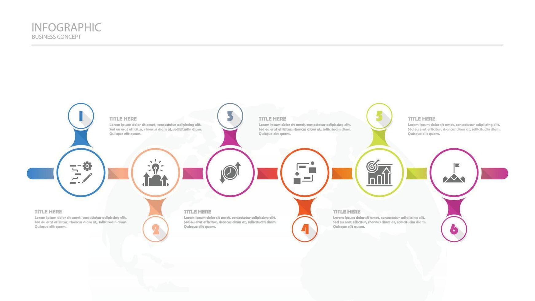 Prozess-Infografik mit 6 Schritten, Prozess oder Optionen. vektor